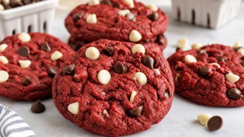 These Red Velvet Monster Cookies are chewy, gooey, and loaded with M&Ms! A dreamy treat you absolutely have to make. 🍪❤️