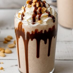 This copycat peanut butter moo'd recipe tastes JUST like Jamba Juice — made at home in 5 minutes with simple ingredients. You have to try it!