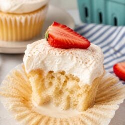 This tres leches cupcake recipe is dreamy, milk-soaked, and topped with fluffy whipped cream. You HAVE to make these! 🥥💕