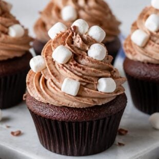 These Skinny Frozen Hot Chocolate Cupcakes are SO dreamy, totally lightened-up, and you guys HAVE to make them! 🍫😍