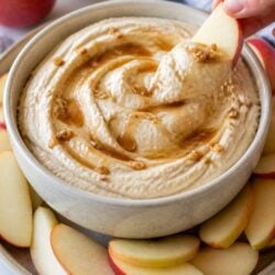 This high protein apple dip tastes like dessert but it's SO good for you! Creamy, dreamy, and ready in minutes. You have to make this!