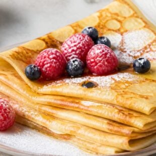 This small batch crepe recipe makes 4-6 dreamy, golden crepes in minutes — perfect for two! Easy, delicious, and absolutely foolproof. Let's make some! 🥞
