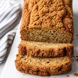 This banana bread with streusel topping is moist, dreamy, and packed with banana flavor — you absolutely have to make this ASAP! 🍌