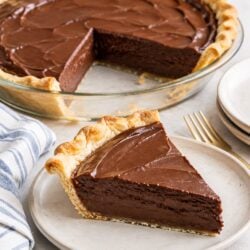 This old fashioned fudge pie recipe is fudgy, chocolatey, and so easy to make! Grab a fork—you have to try this decadent dessert ASAP!