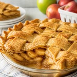Try Paula Deen's apple pie — buttery lattice crust, gooey spiced apples & brown sugar filling. So dreamy, so delicious. You HAVE to make this! 🍎