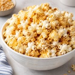 My favorite kettle corn recipe ever! So sweet, crunchy, and SO much better than store-bought. You guys have to make this ASAP! 🍿