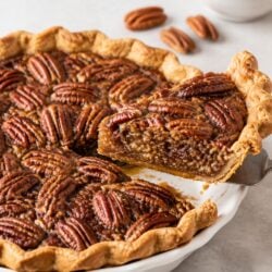 This pecan pie recipe without corn syrup uses maple syrup for a gooey, crunchy, totally dreamy pie your whole table will love!