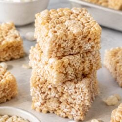 Gooey, crunchy, totally craveable — this rice krispie treats recipe loads in peanut butter, butterscotch & Butterfinger bits. Make it tonight!